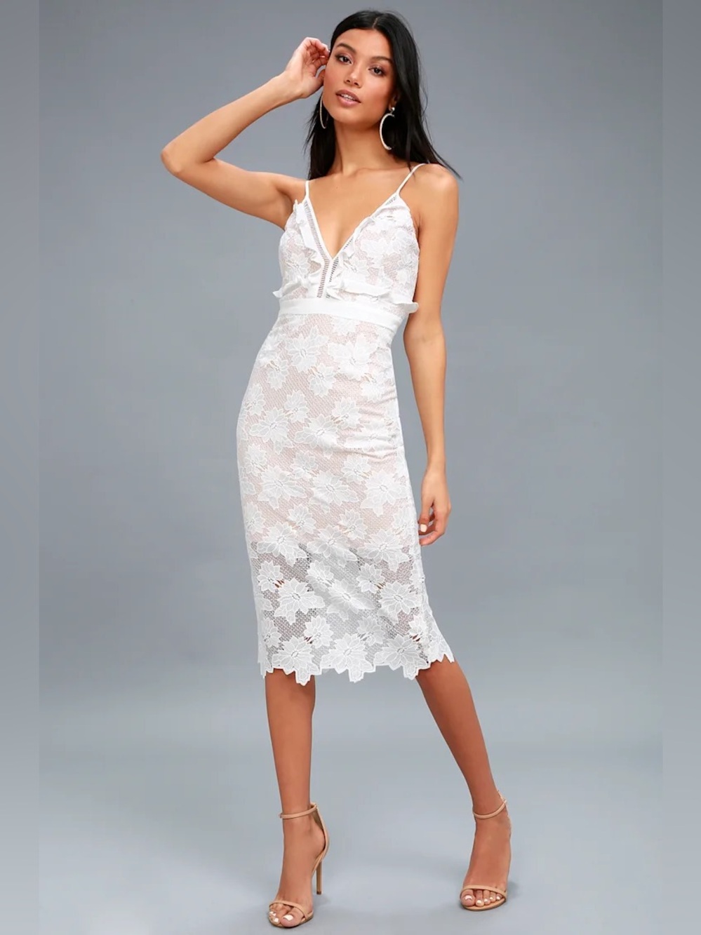 Bardot Vienna White Floral Lace Midi Slip Dress ❤️❤️